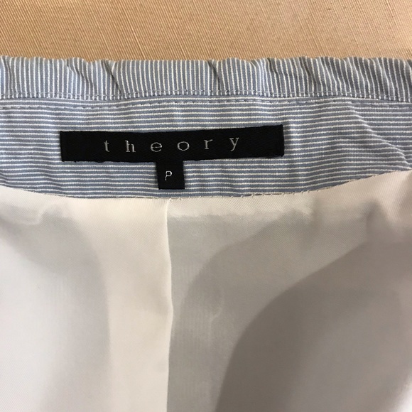 Theory blue white pinstripe seersucker jacket - Picture 7 of 8